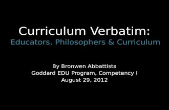 Curriculum Verbatim: Educators, Philosophers & Curriculum