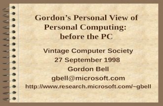 Gordon’s Personal View of Personal Computing:  before the PC