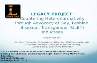 LEGACY PROJECT: Countering Heteronormativity through Advocacy of Gay, Lesbian, Bisexual, Transgender (GLBT) Inductees