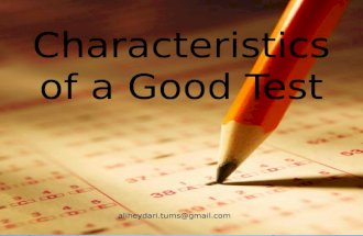 Characteristics  of a good test