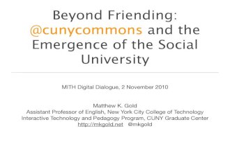 Beyond Friending: @cunycommons and the Emergence of the Social University