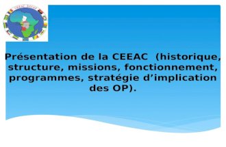 Présentation de la CEEAC  (historique, structure, missions, fonctionnement, programmes, stratégie d’implication des OP).