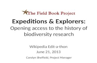 Expeditions & Explorers Edit-a-thon: Opening Access to the History of Biodiversity Research