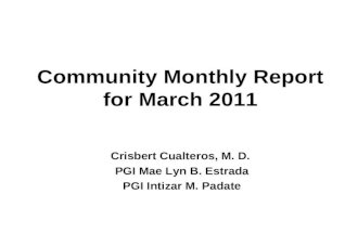 Community monthly report for march 2011