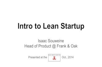 Intro to Lean Startup