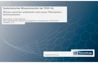 VDI Expertenforum WMiE 2013 - Wissenstransfer (Bröcher)