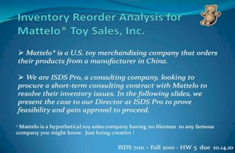 MBA Statistics Class: Inventory Re-order Analysis for Mattelo