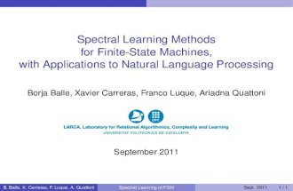 Spectral Learning Methods for Finite State Machines with Applications to Natural Language Tagging and Parsing