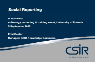 Social Reporting workshop - e-Strategy marketing and training event, University of Pretoria