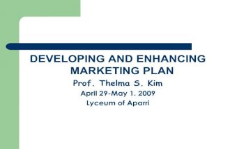 Thelma kim   developing marketing plan