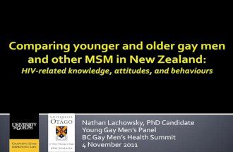 Nathan Lachowsky, "Comparing younger and older gay men & other MSM in New Zealand"