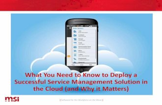 What You Need to Know to Deploy a Successful Service Management Solution in the Cloud (and Why it Matters)