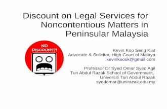 Discount on Legal Services for Noncontentious Matters in Peninsular Malaysia