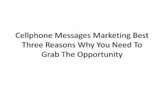 Cellphone Messages Marketing Best Three Reasons Why You Need To Grab The Opportunityeasons why you