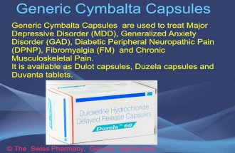 Generic Cymbalta Capsules for Treatment of Major Depressive Disorder