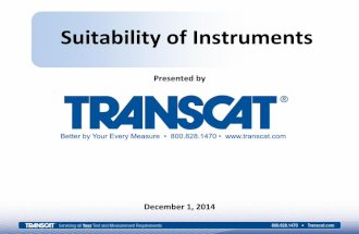 Transcat Webinar: :Suitability Of Instruments: Presented By: Howard Zion