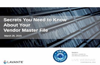 Secrets You Need to Know About Your Vendor Master File