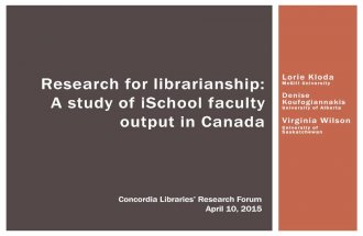 Research for librarianship: A study of iSchool faculty output in Canada