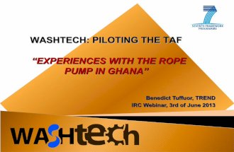 WASHTech:  Piloting the TAF - Experiences with the Rope Pump in Ghana