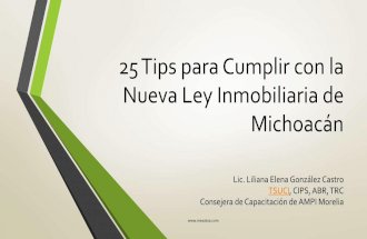 25 tips para Cumplir con la Nueva Ley Inmobiliaria de Michoacan