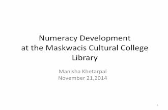 Numeracy presentation at the Maskwacis Library  November21 2014