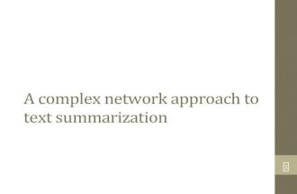 A complex network approach to text summarization