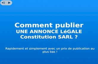 Publication Annonce Légale Création SARL