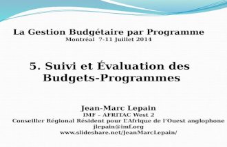 Suivi et Evaluation des Programmes Budgetaires