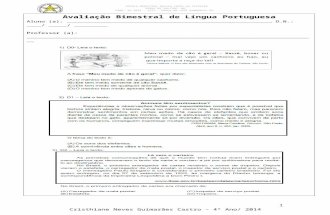 Avaliação bimestral II Língua Portuguesa   2º Bimestre - 4º Ano