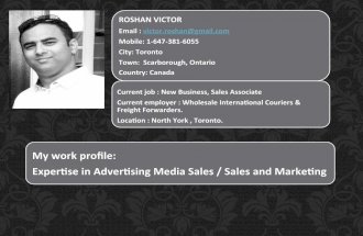 Roshan victor, Advertising Media Sales & Marketing profile