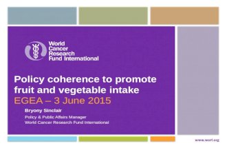 Policy coherence to promote fruit and vegetable intake
