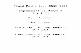 Fluid Mechanics lab 3  pumps and turbines