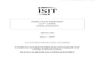 ISIT - Préparer les épreuves d'admission avec les annales 2014 : Français 2ème année