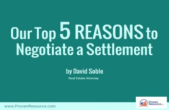 Top 5 Reasons To Negotiate A Settlement
