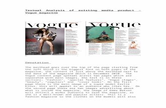 Textual analysis of existing media product – vogue magazine