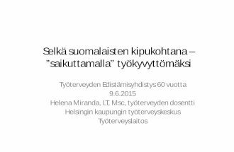 Miranda Helena, Helsingin kaupungin Työterveyskeskus - TEY ry 60 v. Selkä suomalaisten kipukohtana