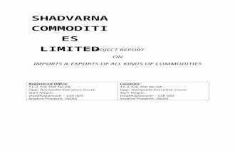 Project Report on Shadvarna Commodities Limited