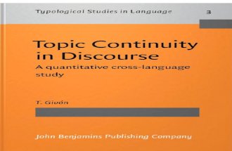(Typological Studies in Language 3) Talmy Givón (Ed.)-Topic Continuity in Discourse_ a Quantitative Cross-language Study-John Benjamins Publishing Company (1983)