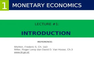 Monetary Economics Lecture #1