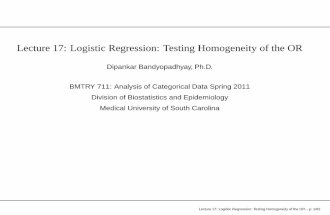 Logistic Regression Testing Homogeneity of the Or