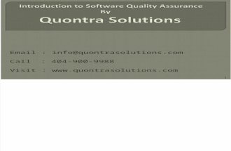 Introduction to Software Quality Assurance by QuontraSolutions