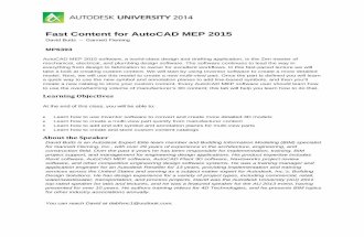 Au-2014_6393 Fast AutoCAD Mep Content