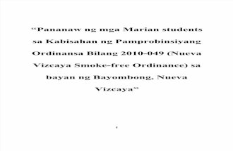 Pananaw Ng Mga Marian Students Sa Kabisahan Ng Pamprobinsiyang Ordinansa Bilang 2010