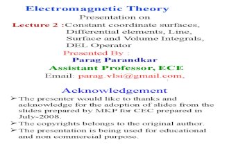 EMT Lect -2 Differential Elements, Line,Surface and Volume Integrals, DeL Operator