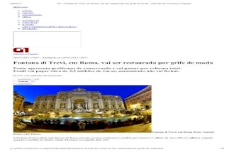 G1 - Fontana Di Trevi, Em Roma, Vai Ser Restaurada Por Grife de Moda - Notícias Em Turismo e Viagem