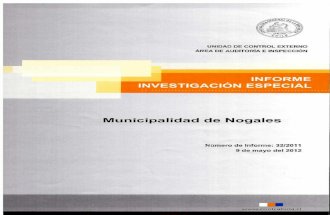 INFORME INVESTIGAGCIÓN ESPECIAL 32-11 MUNICIPALIDAD DE NOGALES SOBRE EVENTUALES IRREGULARIDADES EN PLANTA DE AGUAS SERVIDAS%2c MAYO 2012