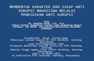 Mahasiswa Dan Anti Korupsi (Kuliah Umum Di Stai Ibrahimy (Copy)