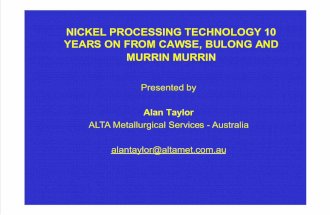 Nickel Processing Technology 10 Years on From Cawse Bulong Murrin Murrin