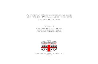 A New Concordance of the Pyramid Texts Vol I