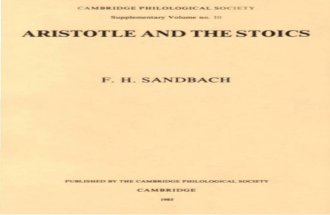 F. H. Sandbach Aristotle and the Stoics Cambridge Philological Society Supplementary Volume, No. 10 1985